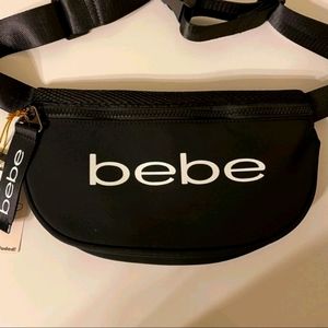 Bebe fanny pack all black with white logo NWT